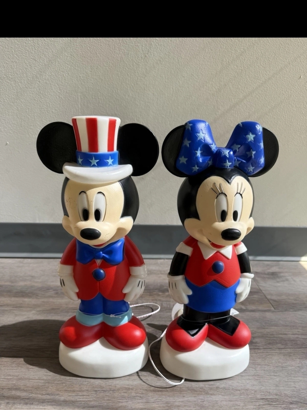 Disney Mickey & Minnie Patriotic Figurine Lamps - Red, Blue, White